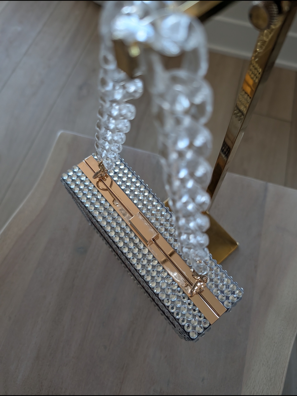 Monogram Crystal-Trim Box Clutch with Clear Chain - Picture 12 of 15